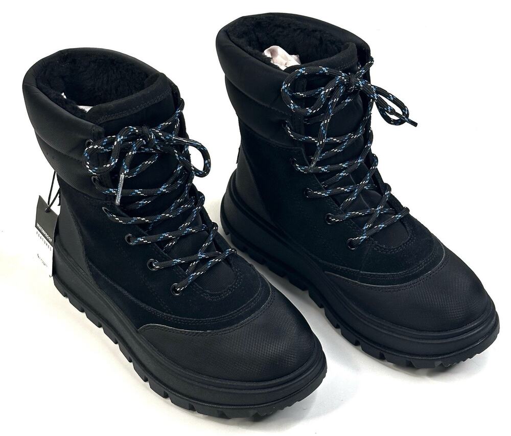 Koolaburra by UGG Deza Lace-Up Utility Boots Womens Size 6 Black Suede New $120
